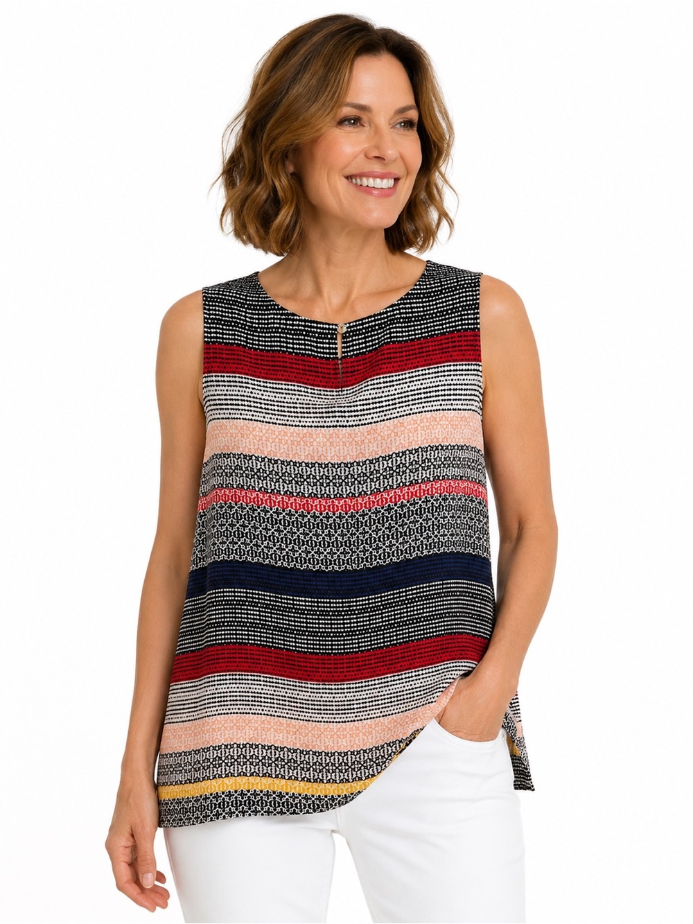 Vince Camuto Striped Sleeveless Top, Size M